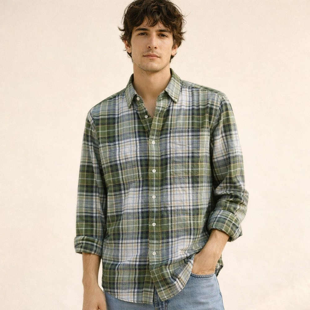Carhartt Rugged Flex Plaid Button Down Shirt Dark Bronzed Green NWT Sz M